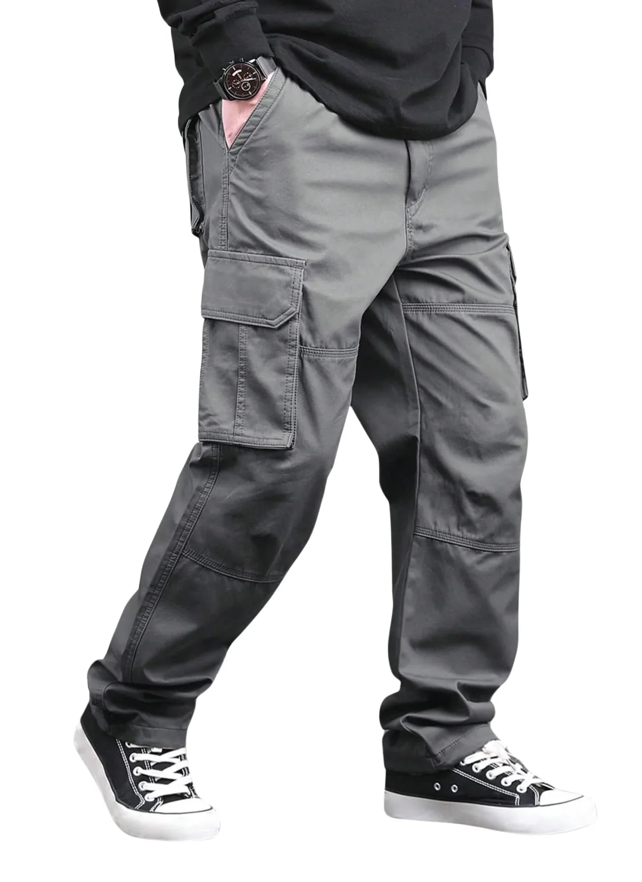 Lymio Men Cargo || Men Cargo Pants Cotton || Casual Cargos Pant (Cargo-46-Grey-M) - GenZlyf