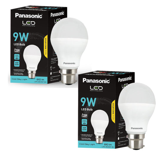 Panasonic 9 Watt LED Bulb, B22 Base 9W Light For Home, 25000+ BH with 1 Year Warranty, 6500K Cool Day (Pack of 2) - GenZlyf