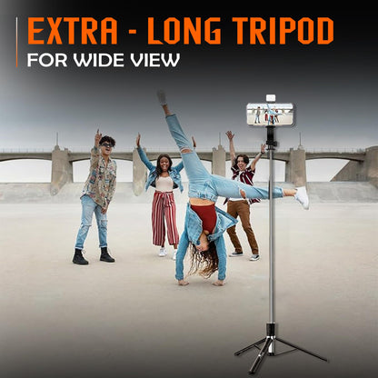 Kratos K9 Selfie Stick Tripod With Light, 67 inch /170CM Reinforced Tripod for Mobile Phone, Multi-Functional Bluetooth Long Selfie Stick for Travel,Vlogging,Compatible with iPhone and All Smartphones