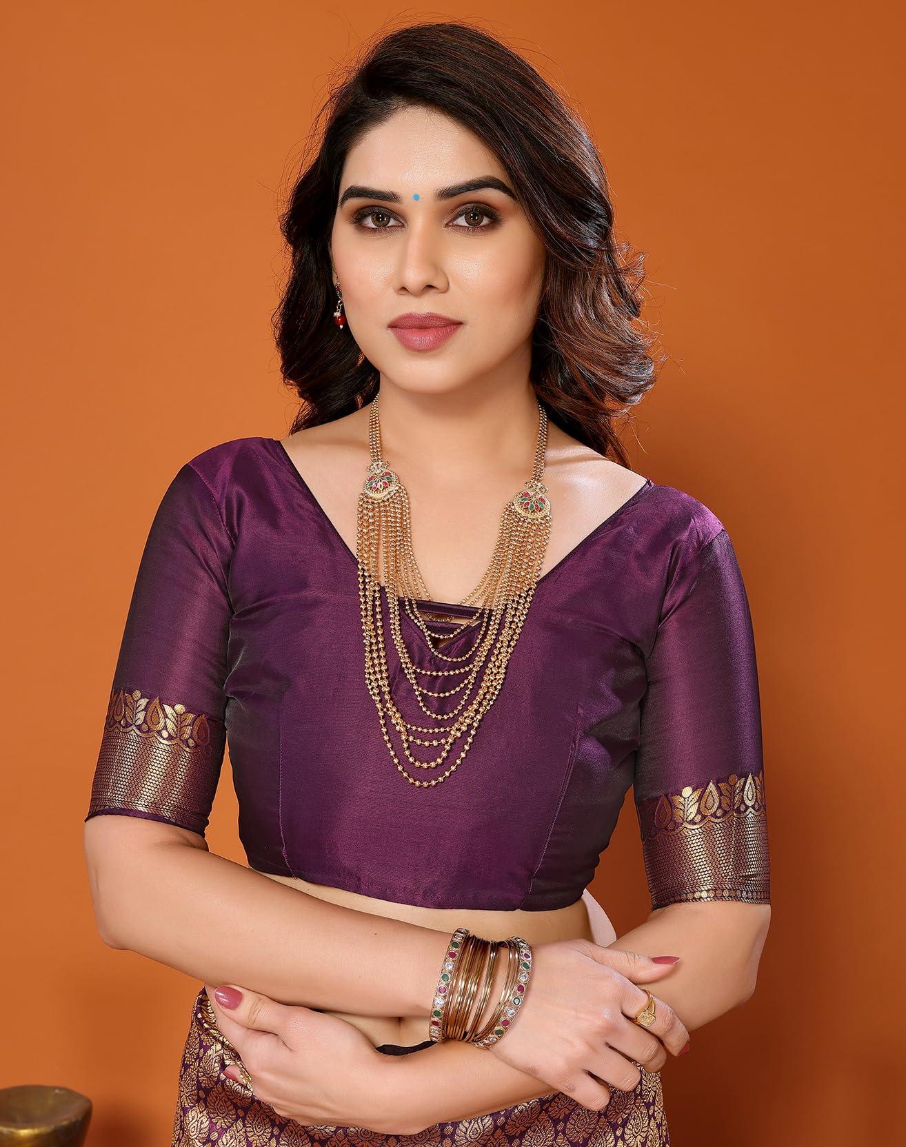 Yashika Present Banarasi Kanjivaram Silk Saree For Fashionable Women||Purple Coloured Silk Kanjivaram Saree|| AZ-YS-P1-MALIYA PURPLE New - GenZlyf