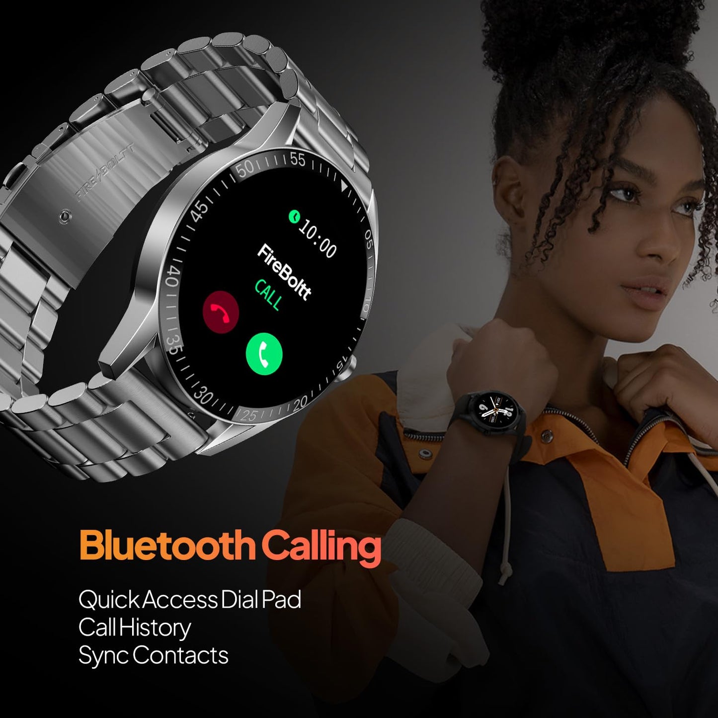 Fire-Boltt Talk Bluetooth Calling Smartwatch, 1.39" TFT Display with Dual Button, Hands On Voice Assistance, 120 Sports Modes, in Built Mic & Speaker (Talk, Silver Steel) - GenZlyf