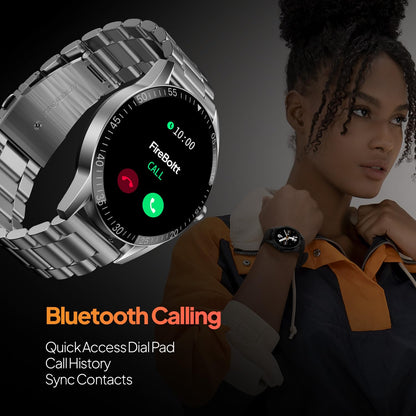 Fire-Boltt Talk Bluetooth Calling Smartwatch, 1.39" TFT Display with Dual Button, Hands On Voice Assistance, 120 Sports Modes, in Built Mic & Speaker (Talk, Silver Steel) - GenZlyf