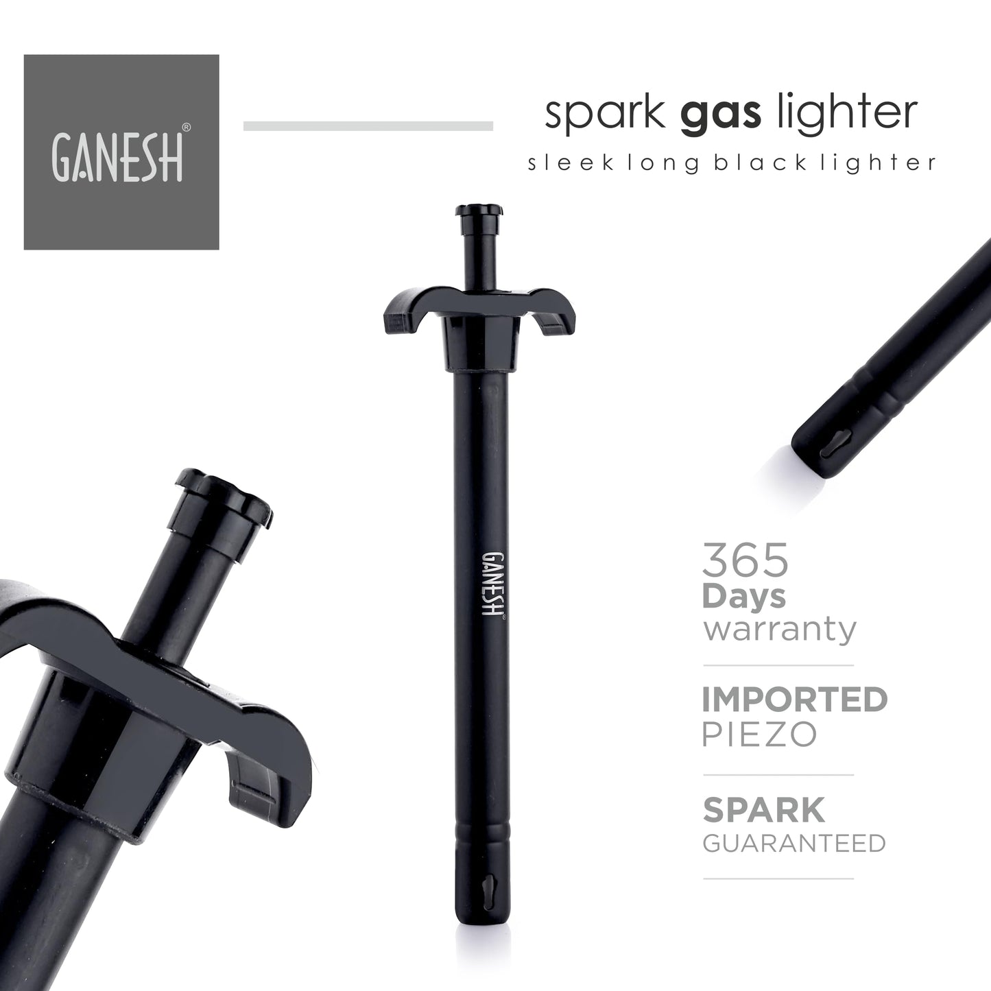 Ganesh Spark Gas Lighter for Kitchen Use Restaurants Metal Gas Stove Lighter Regular Size Easy Grip Long Lasting, Rust Proof