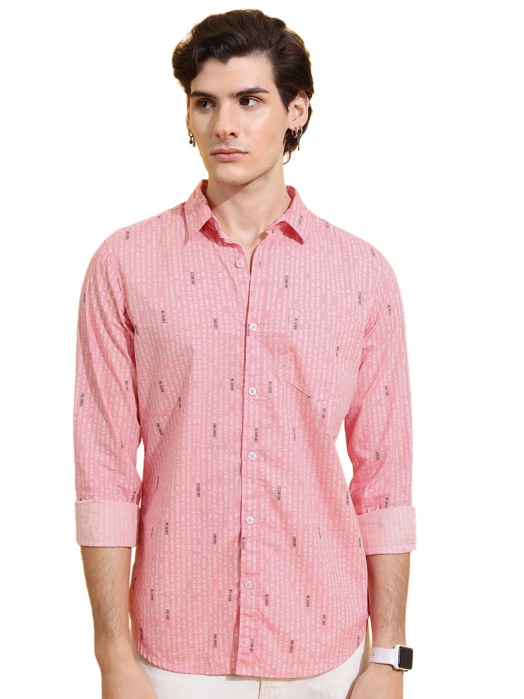 Highlander Men's Slim Fit Shirt (HLSH014808_Pink - GenZlyf