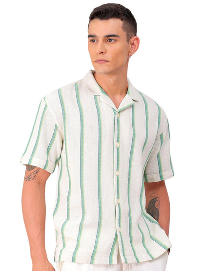 The Indian Garage Co Men's Relaxed Fit Shirt (0923-SHMKRS-03-01_Cream - GenZlyf