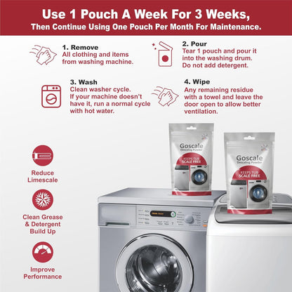 L G Washing Machine Cleaner Descale Powder Descaling Appliance Quick Drum Descale Deep Cleaning for Semi and Fully Automatic Front and Top Load Tub Clean Pouches 100g (Pack Of 4) - GenZlyf