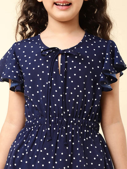 A.T.U.N. (ALL THINGS UBER NICE) Girl's Polyester Skater Knee-Long Fit & Flare Casual Dress (GDRS NAT NPD_Blue_7-8 Y) - GenZlyf