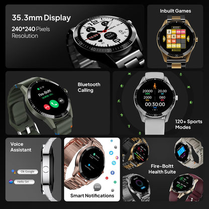 Fire-Boltt Talk Bluetooth Calling Smartwatch, 1.39" TFT Display with Dual Button, Hands On Voice Assistance, 120 Sports Modes, in Built Mic & Speaker (Talk, Silver Steel) - GenZlyf