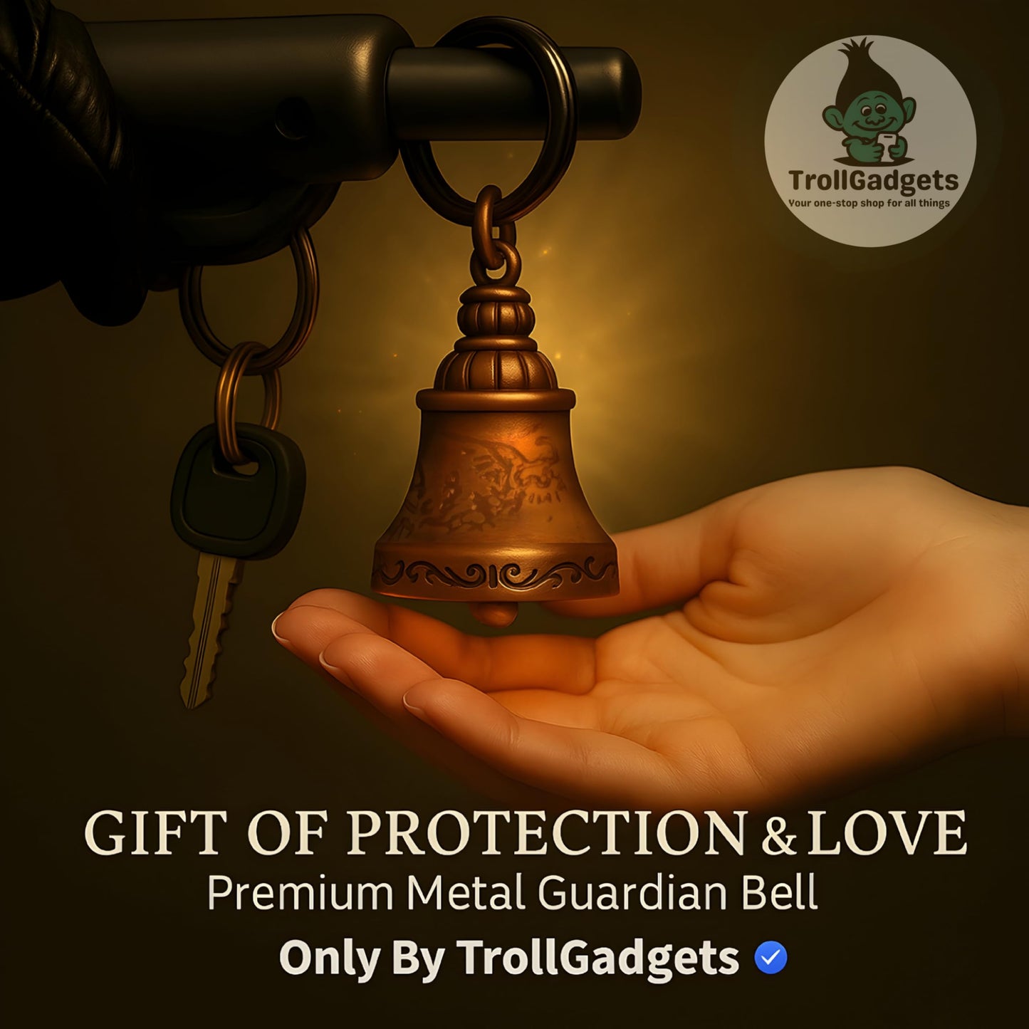 Troll Gadgets Combo of 2 Guardian Bell Keychain for Bike & Car | Tibetan Texture Bell Keychain with Evil Eye & Hook - GenZlyf