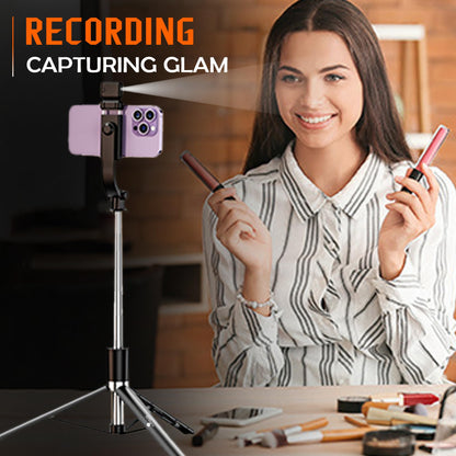 Kratos K9 Selfie Stick Tripod With Light, 67 inch /170CM Reinforced Tripod for Mobile Phone, Multi-Functional Bluetooth Long Selfie Stick for Travel,Vlogging,Compatible with iPhone and All Smartphones