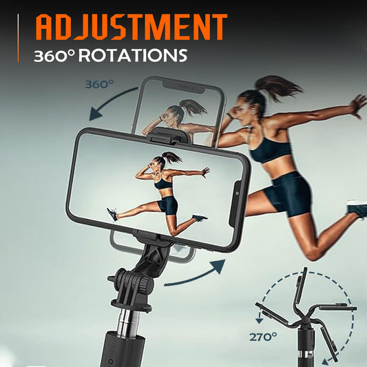 Kratos K9 Selfie Stick Tripod With Light, 67 inch /170CM Reinforced Tripod for Mobile Phone, Multi-Functional Bluetooth Long Selfie Stick for Travel,Vlogging,Compatible with iPhone and All Smartphones