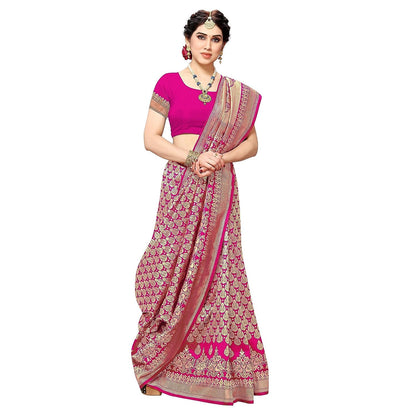 Yashika Women's Trendy Banarasi Kanjivaram Pink Color Art Silk Saree with Blouse Material (MALIYA PINK) - GenZlyf