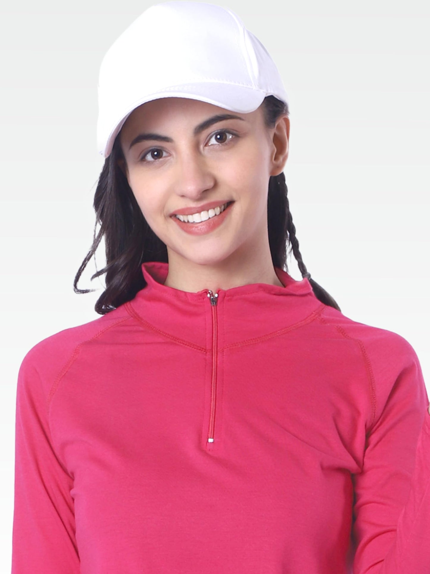 London Hills Cotton Blend Solid Women Regular Fit T-Shirt Full Sleeve Zipper Tshirt For Women (Magenta), Large