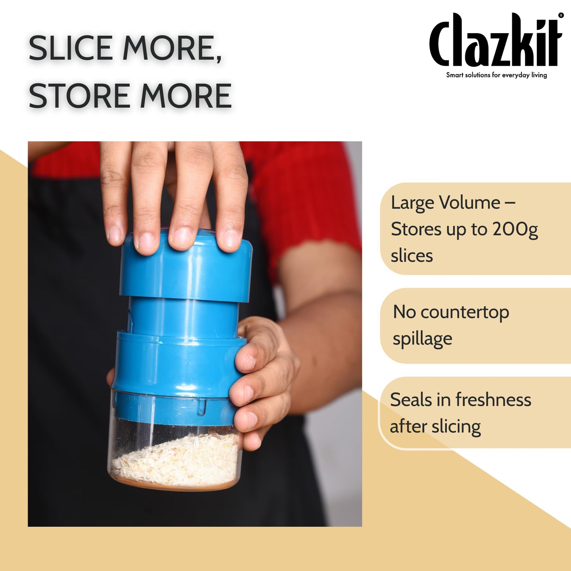Clazkit Precision Cashews & Almond Cutter/Slicer : Effortless Slicing with Built-in Storage Convenience -Multicolor - GenZlyf