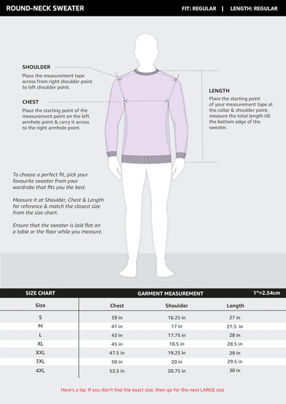 Amazon Brand - Symbol Men's Acrylic Crew Neck Pullover Sweater (SYM-A23-SWT-03_White,Black_S) - GenZlyf