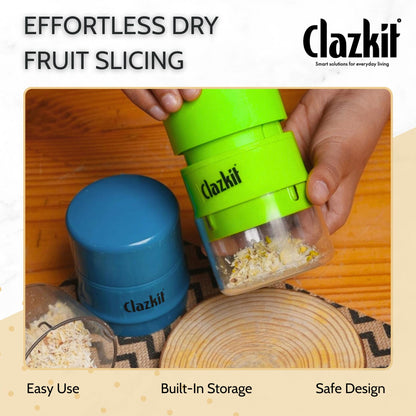 Clazkit Precision Cashews & Almond Cutter/Slicer : Effortless Slicing with Built-in Storage Convenience -Multicolor - GenZlyf