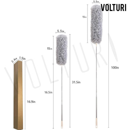 VOLTURI Microfiber Feather Duster Bendable & Extendable Fan Cleaning Duster with 100 inches Expandable Pole Handle Washable Duster for High Ceiling Fans,Window Blinds, Furniture (Standard) - GenZlyf
