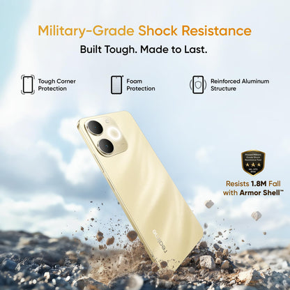 realme NARZO 80 Lite 4G (Beach Gold, 4GB+64GB) | 6300mAh Segment's Biggest Battery | 7.94mm Slim Design | 300% Ultra Volume | Pulse Light: 9 Colors, 5 Glow Modes | Ai Assist