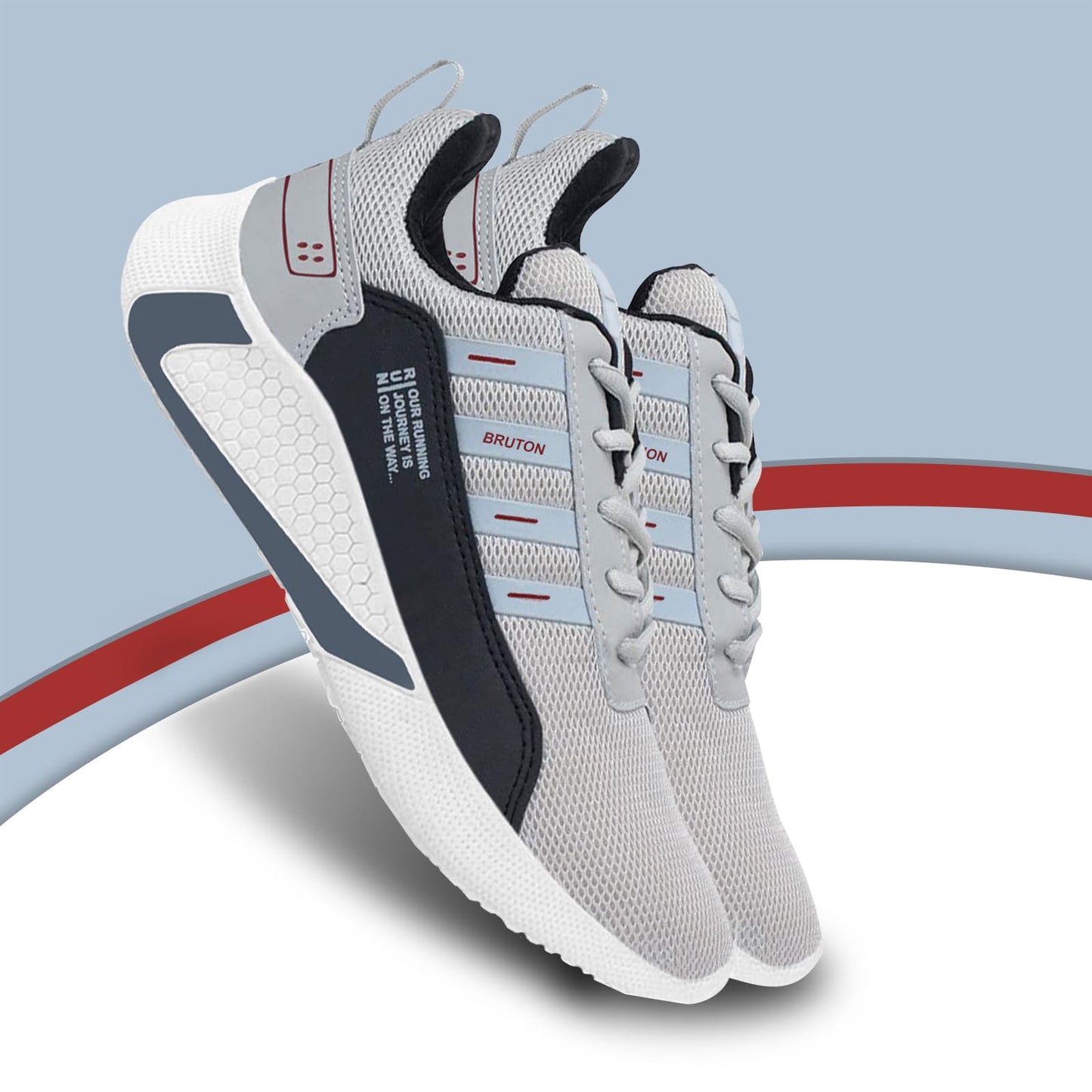 BRUTON Exclusive Trendy, Casual, Sports Shoes for Men, Running Shoes for Men (Black Grey, Size : 6)