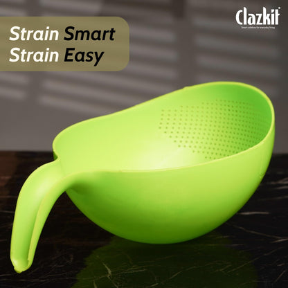 Clazkit Multi-Purpose Strainer or Washer Bowl for Rice Fruits & Vegetable Rice Bowl Color May Vary, Plastic - 10.2 x 17.5 x 24.3 Centimeters