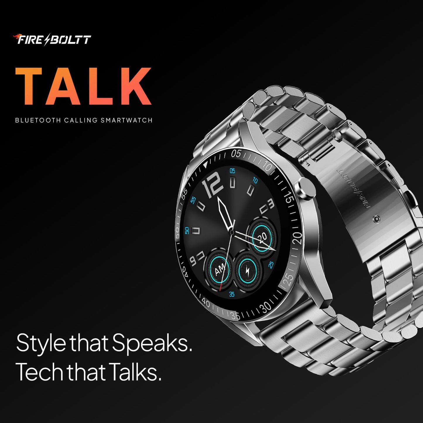 Fire-Boltt Talk Bluetooth Calling Smartwatch, 1.39" TFT Display with Dual Button, Hands On Voice Assistance, 120 Sports Modes, in Built Mic & Speaker (Talk, Silver Steel) - GenZlyf