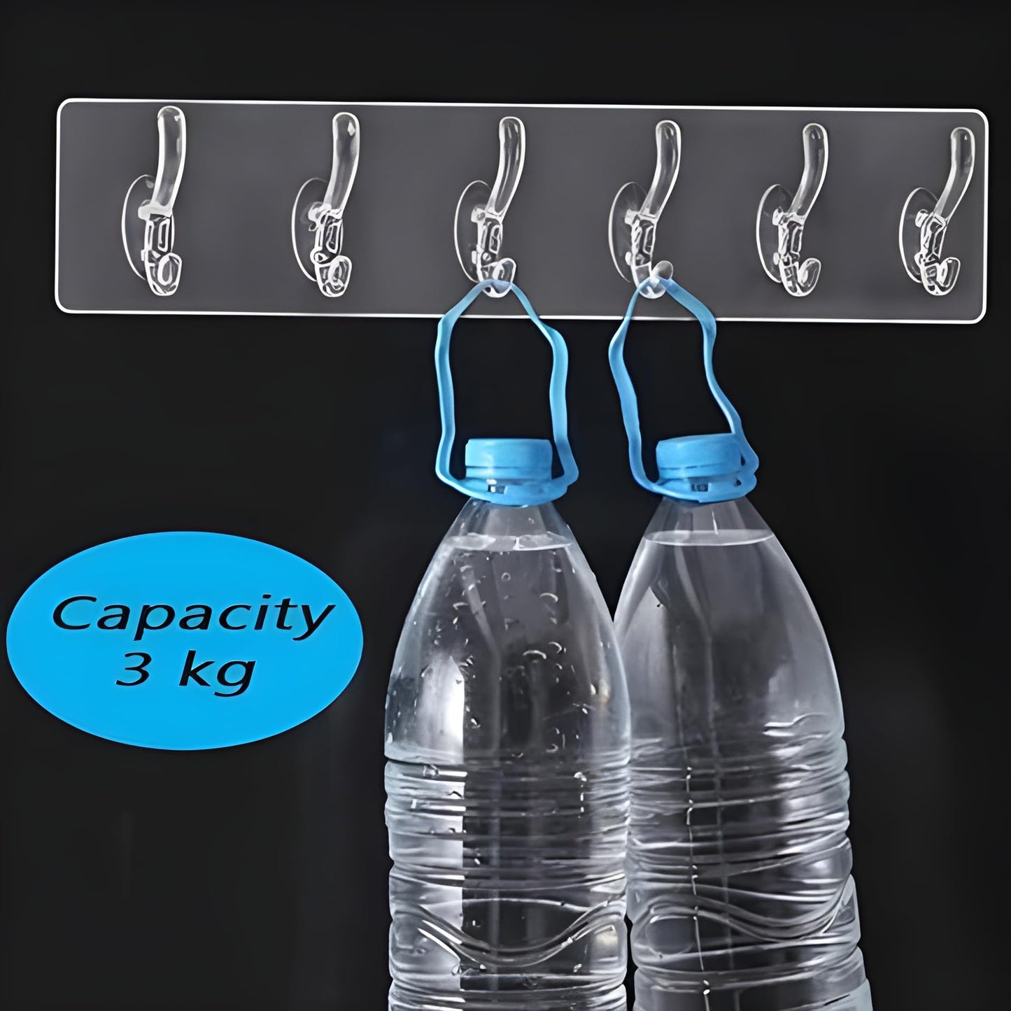 JIALTO 1 PCS Wall Hanger Hooks for Cloth Hanger for Wall Strong Self Adhesive Magic Sticker for Kitchen Hangers and Hooks, Home, Bathroom, Bedroom, Door Sticker Hooks for Walls (6 Hook Strip)