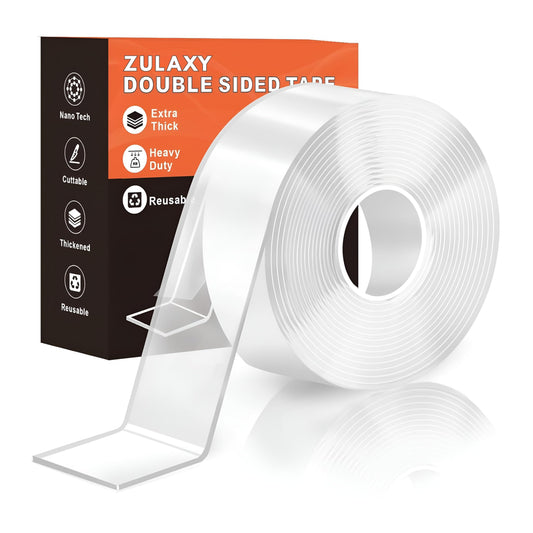 Zulaxy Double Sided Tape Heavy Duty for Wall, Strong Adhesive Transparent Nano Tape 3 Meter | Multipurpose Mounting Tape for Home, Office & Car Without Peeling Paint (Pack of 1)