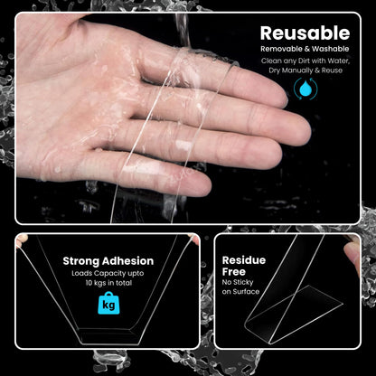 Zulaxy Double Sided Tape Heavy Duty for Wall, Strong Adhesive Transparent Nano Tape 3 Meter | Multipurpose Mounting Tape for Home, Office & Car Without Peeling Paint (Pack of 1)