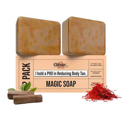 Ghar Soaps Sandalwood & Saffron Magic Soaps For Bath (100 Gms Pack Of 2) | Paraben Free | Chandan & Kesar Bath Soap | Handmade Soaps For Glowing | Skin Brightening Soap For Men & Women - GenZlyf