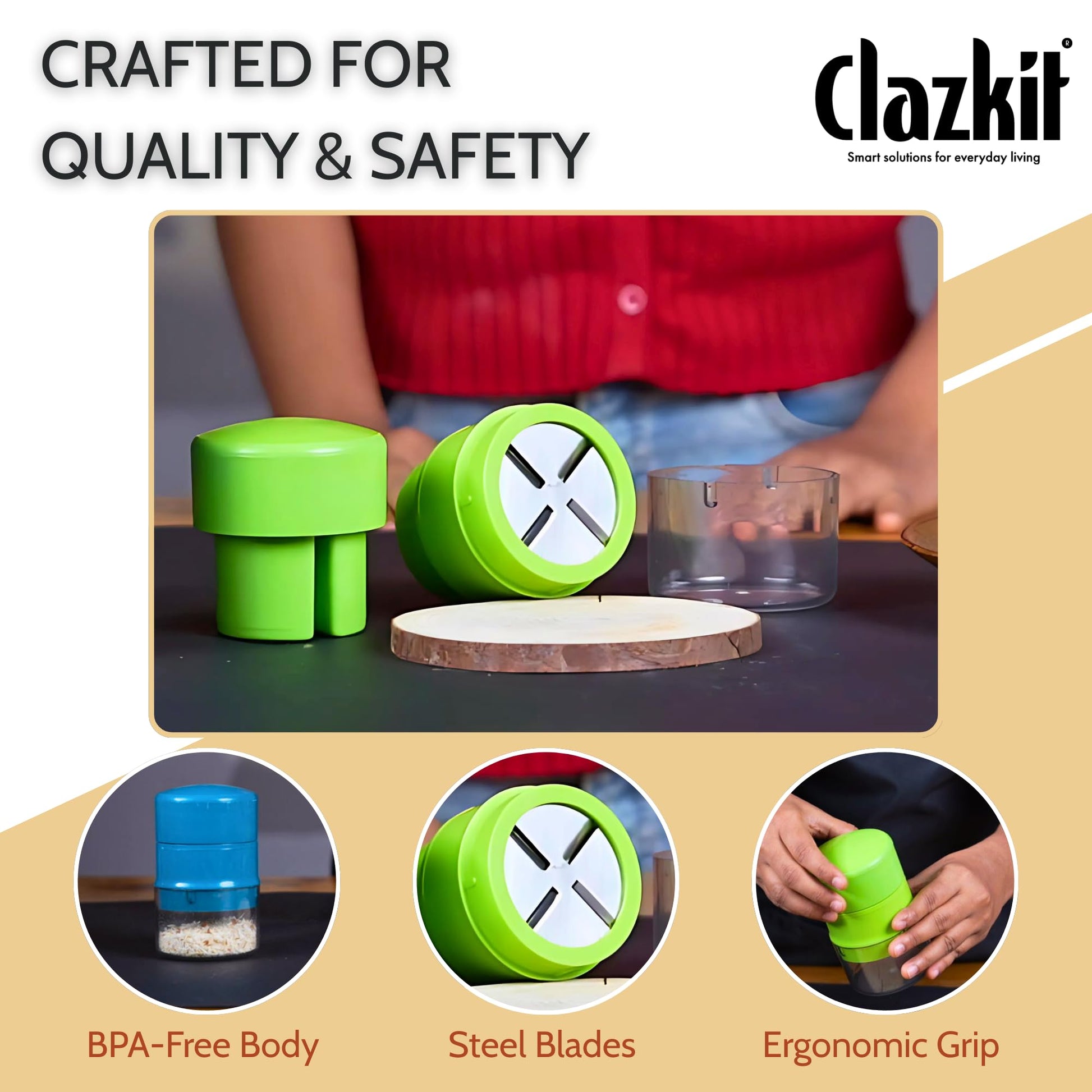 Clazkit Precision Cashews & Almond Cutter/Slicer : Effortless Slicing with Built-in Storage Convenience -Multicolor - GenZlyf