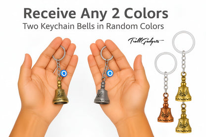 Troll Gadgets Combo of 2 Guardian Bell Keychain for Bike & Car | Tibetan Texture Bell Keychain with Evil Eye & Hook - GenZlyf