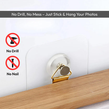 Zulaxy Photo Frame Hooks for Wall Without Drilling, 10 Pack Self Adhesive Hooks for Wall Heavy Duty Strong Nail Free for Hanging Photo Frame (Hanging Hook, Transparent) Stainless Steel - GenZlyf