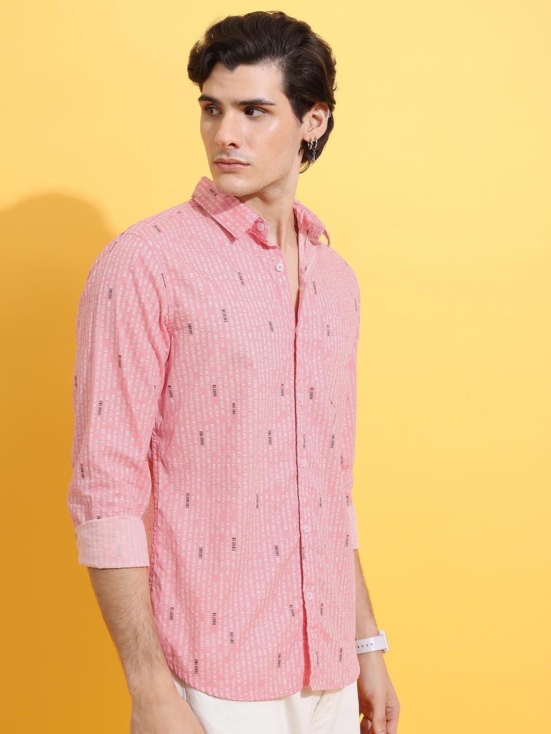 Highlander Men's Slim Fit Shirt (HLSH014808_Pink - GenZlyf
