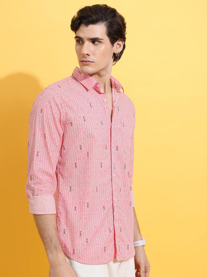 Highlander Men's Slim Fit Shirt (HLSH014808_Pink - GenZlyf