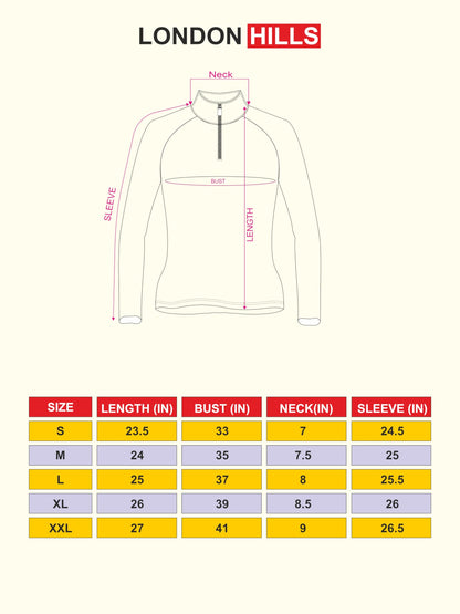 London Hills Cotton Blend Solid Women Regular Fit T-Shirt Full Sleeve Zipper Tshirt For Women (Magenta), Large