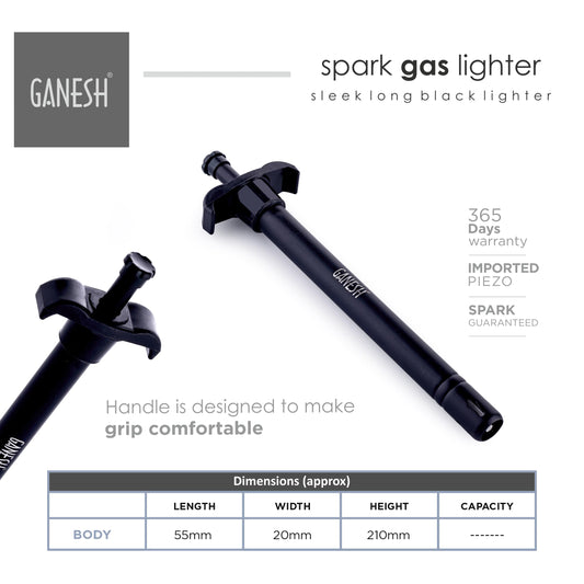 Ganesh Spark Gas Lighter for Kitchen Use Restaurants Metal Gas Stove Lighter Regular Size Easy Grip Long Lasting, Rust Proof