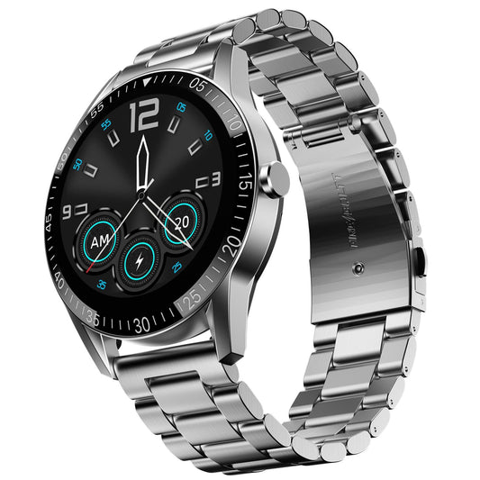 Fire-Boltt Talk Bluetooth Calling Smartwatch, 1.39" TFT Display with Dual Button, Hands On Voice Assistance, 120 Sports Modes, in Built Mic & Speaker (Talk, Silver Steel) - GenZlyf