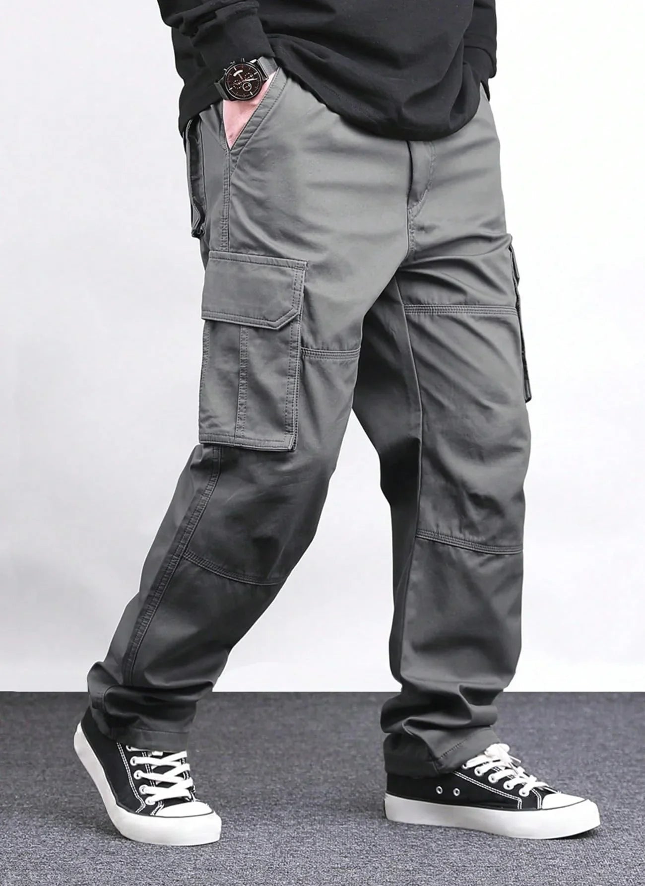 Lymio Men Cargo || Men Cargo Pants Cotton || Casual Cargos Pant (Cargo-46-Grey-M) - GenZlyf
