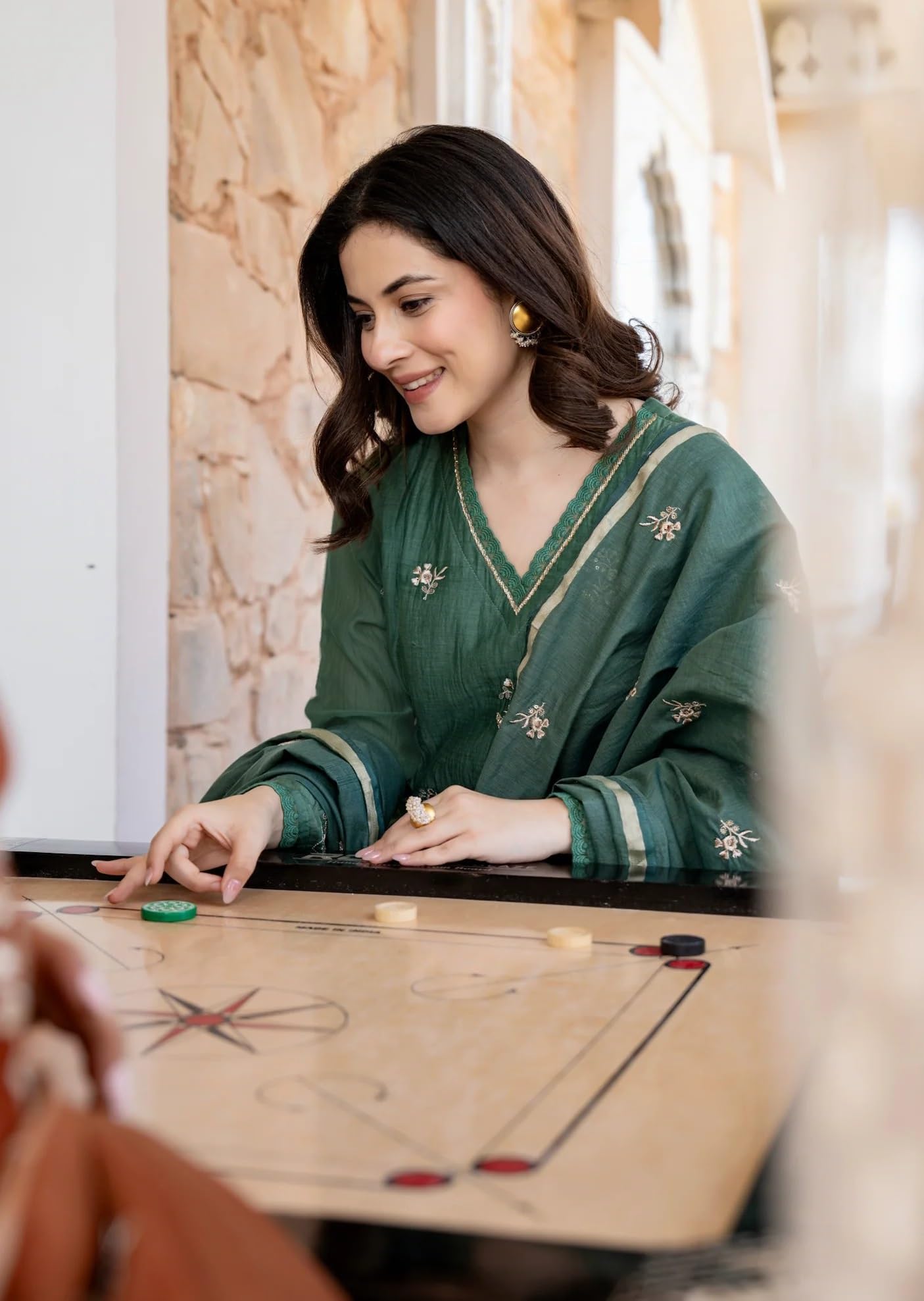 KLOSIA Women Embroidery Solid Anarkali Kurta and Pant Set with Dupatta Green