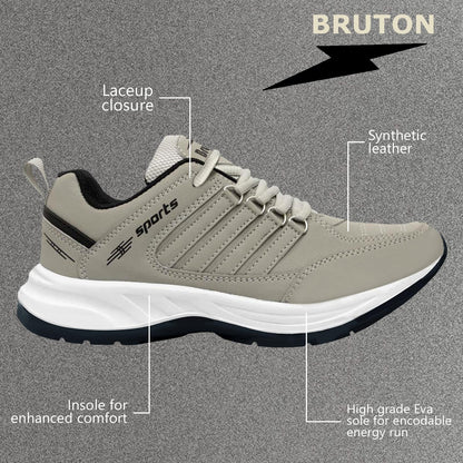 BRUTON EVA Lite Sport Shoes Running Shoes for Men- Grey, UK 6