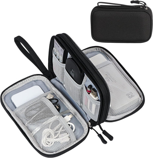 SaleOn 8.3X5 Inch Portable Storage Organizer for USB Cable, Earphone, Power Bank,Charger, Hard Disk & Digital Gadgets, with Mesh Pockets Size 21X12Cm Inside's Material and Color May Vary, Black - GenZlyf