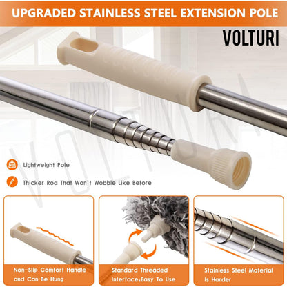 VOLTURI Microfiber Feather Duster Bendable & Extendable Fan Cleaning Duster with 100 inches Expandable Pole Handle Washable Duster for High Ceiling Fans,Window Blinds, Furniture (Standard) - GenZlyf