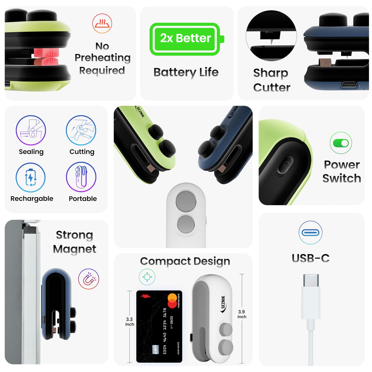 Seznik Sealing Machine for Food Packets - Portable Handheld Sealing for Food Packets - Genzlyf