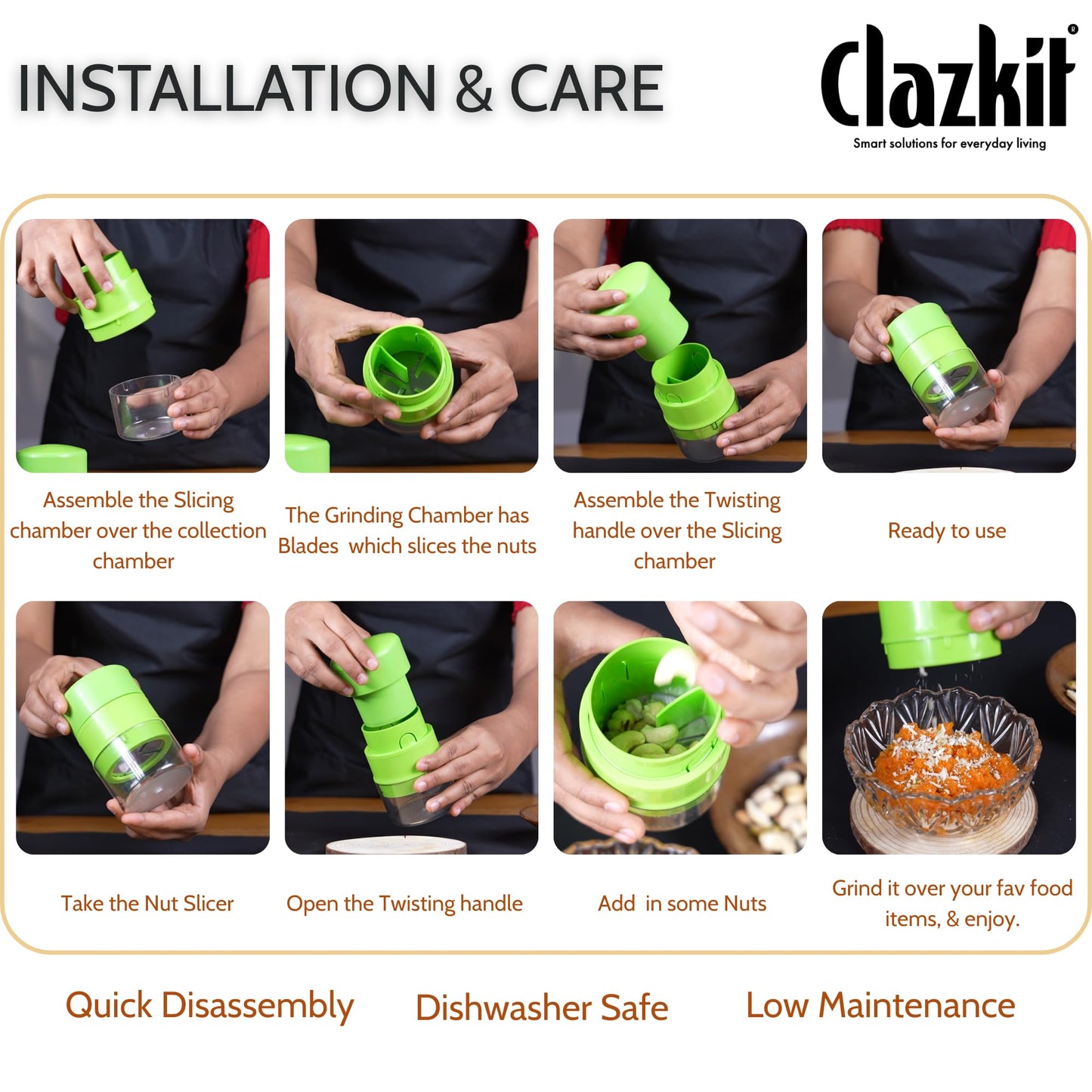 Clazkit Precision Cashews & Almond Cutter/Slicer : Effortless Slicing with Built-in Storage Convenience -Multicolor - GenZlyf
