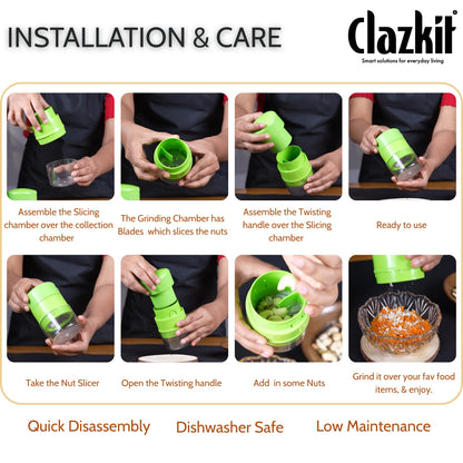 Clazkit Precision Cashews & Almond Cutter/Slicer : Effortless Slicing with Built-in Storage Convenience -Multicolor - GenZlyf