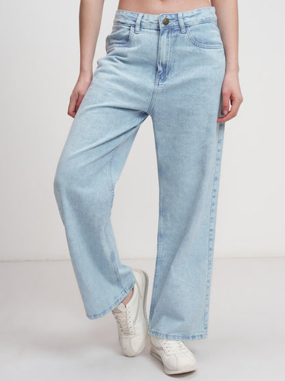 Tokyo Talkies Women High Rise Flared Jeans (TTJN002656_Light Blue, Medium - GenZlyf