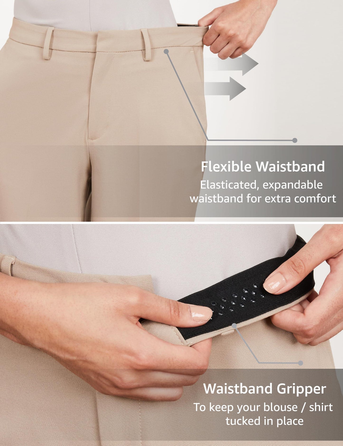 Symbol Premium Women's Relaxed Mid Rise Business Casual Pants (SBP-SS24-WTR-710_Beige_32) - GenZlyf