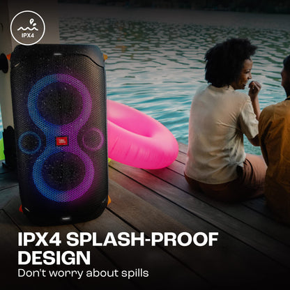 JBL Partybox 110, Wireless Bluetooth Party Speaker, 160W Monstrous Pro Sound, Dynamic Light Show, Upto 12Hrs Playtime, Built-in Powerbank, Guitar & Mic Input, PartyBox App, Splashproof (Black)