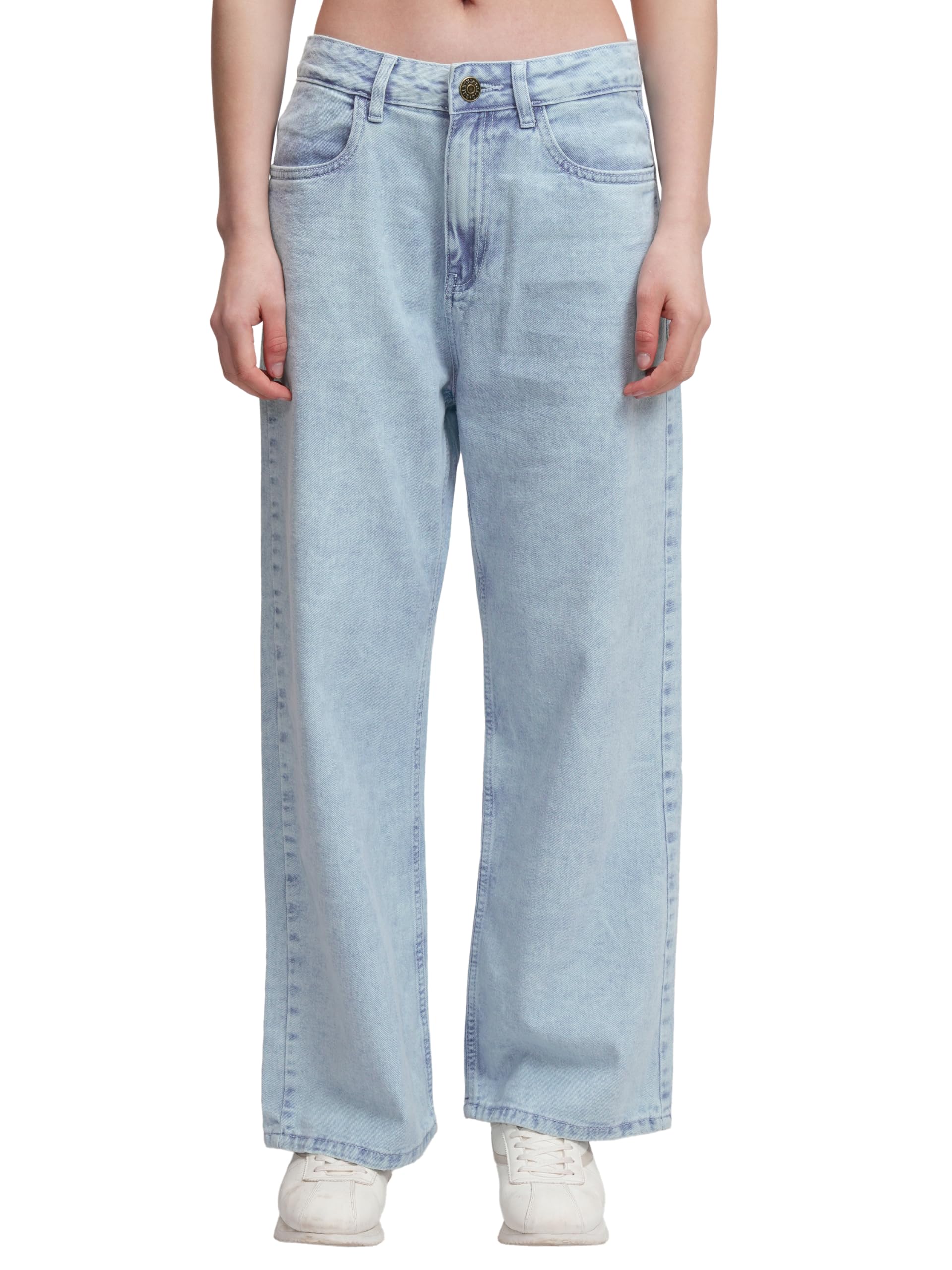 Tokyo Talkies Women High Rise Flared Jeans (TTJN002656_Light Blue, Medium - GenZlyf