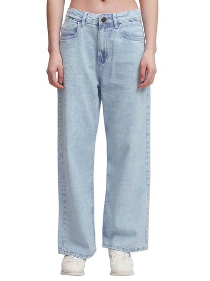 Tokyo Talkies Women High Rise Flared Jeans (TTJN002656_Light Blue, Medium - GenZlyf